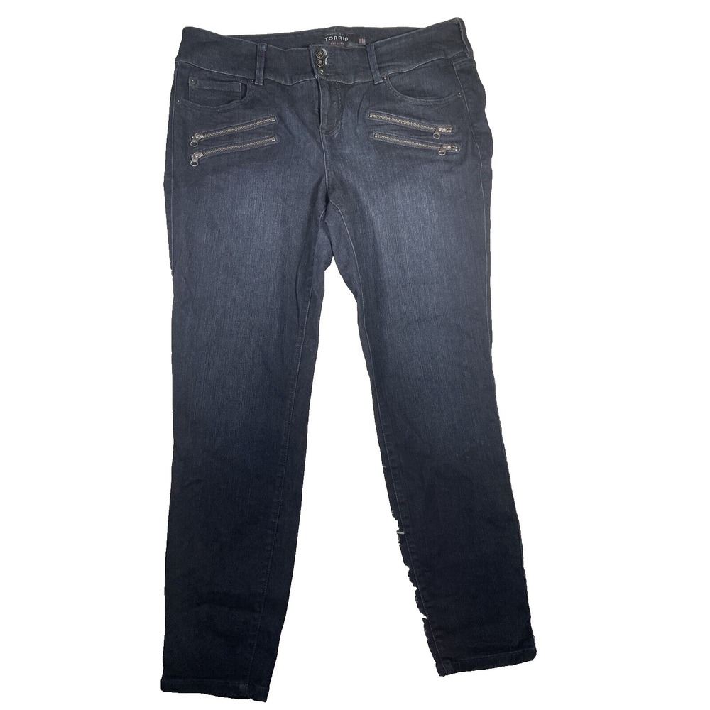 Torrid Jeans Women's SZ 18R Zipper Detail‎ Straight Dark Stretch